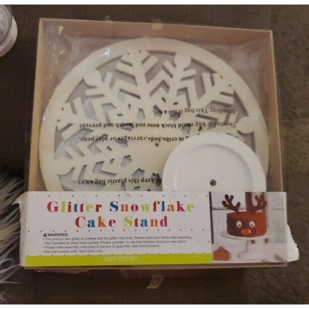 Target Holiday Glitter Snowflake Cake Stand White 11